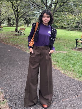 「アイテム（口紅/リップティント/グロス）」を使った、tomoka︎︎︎︎︎☺︎さん（レディース・157cm）の秋コーディネート