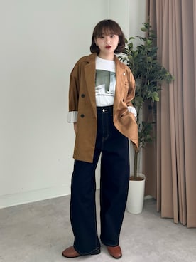 「アイテム（テーラードジャケット）」を使った、tomoka︎︎︎︎︎☺︎さん（レディース・157cm）の秋コーディネート
