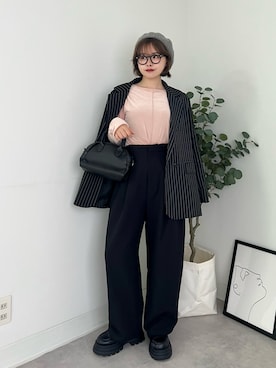 「アイテム（ハンチング/ベレー帽）」を使った、tomoka︎︎︎︎︎☺︎さん（レディース・157cm）の秋コーディネート