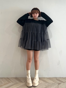 「アイテム（カチューシャ）」を使った、tomoka︎︎︎︎︎☺︎さん（レディース・157cm）の秋コーディネート