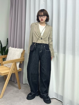 「アイテム（テーラードジャケット）」を使った、tomoka︎︎︎︎︎☺︎さん（レディース・157cm）の秋コーディネート