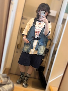 「アイテム（サンダル、グリーン系）」を使った、あきさん（レディース・155cm）の夏コーディネート