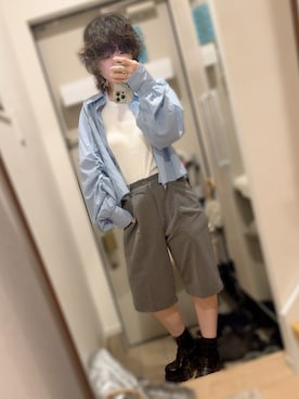 「アイテム（ローファー）」を使った、あきさん（レディース・155cm）の夏コーディネート