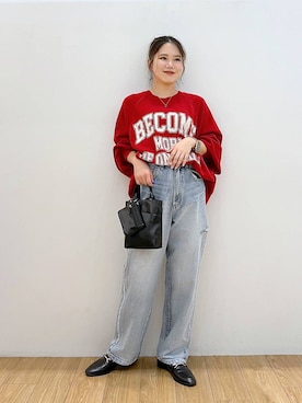 「LOWRYS FARM（ローリーズファーム）のステンレスプレートネックレス　973053（ネックレス）」を使った、Lunaさん（レディース・154cm）の秋コーディネート