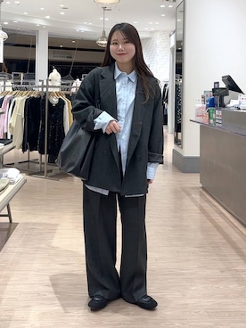 「LOWRYS FARM（ローリーズファーム）のメランジツイルジャケット　243330（テーラードジャケット）」を使った、Lunaさん（レディース・155cm）の冬コーディネート
