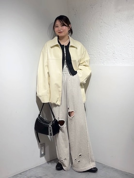 「LOWRYS FARM」｜「アイテム（ブルゾン）」を使った、Lunaさん（レディース・155cm）の春コーディネート