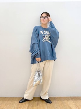 「LOWRYS FARM（ローリーズファーム）のステンレスプレートネックレス　973053（ネックレス）」を使った、Lunaさん（レディース・154cm）の秋コーディネート