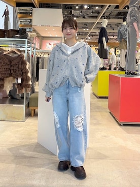 「niko and...（ニコアンド）のエアバルーンダブルZIPパーカー（パーカー、その他）」を使った、nanakoさん（レディース・156cm）の秋コーディネート