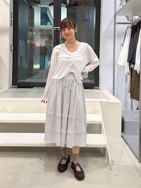 「LEPSIM（レプシィム）のイージーバレエスニーパー　1042670（パンプス、ブラウン系）」を使った、nanakoさん（レディース・156cm）の夏コーディネート