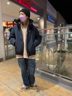 「AVIREX（アヴィレックス）のアイテム（ダウンジャケット/コート）」を使った、はるさん（レディース・162cm）の秋コーディネート