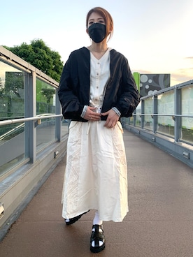 「バンダナ」｜「アイテム（MA-1）」を使った、はるさん（レディース・162cm）の春コーディネート