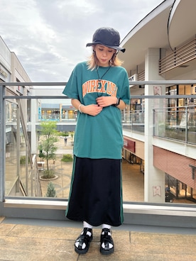 「AVIREX（アヴィレックス）のアイテム（チュニック）」を使った、はるさん（レディース・162cm）の夏コーディネート