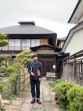 「アイテム（キャスケット）」を使った、小山田高明さん（メンズ・167cm）の春コーディネート