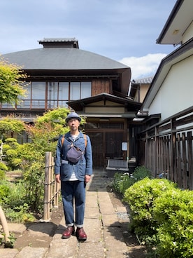 「CA4LA（カシラ）のアイテム」を使った、小山田高明さん（メンズ・167cm）の春コーディネート