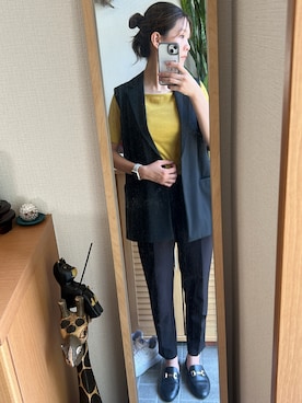 「カラーTシャツ」｜「アイテム（ジャケット/アウター）」を使った、なつさん（レディース・163cm）の秋コーディネート