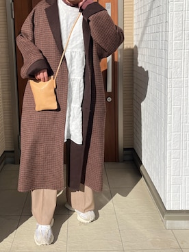 「リバーシブル」｜「アイテム（チェスターコート）」を使った、Rさん（レディース・156cm）の冬コーディネート