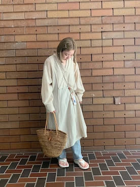 「カジュアルガーリー」｜「アイテム（PC・スマホグッズ/家電）」を使った、KIMさん（レディース・160cm）の夏コーディネート