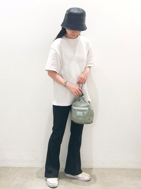 「koe（コエ）のヘビーウェイトコットンTEE21＊（Tシャツ/カットソー）」を使った、NUIさん（レディース・158cm）の夏コーディネート