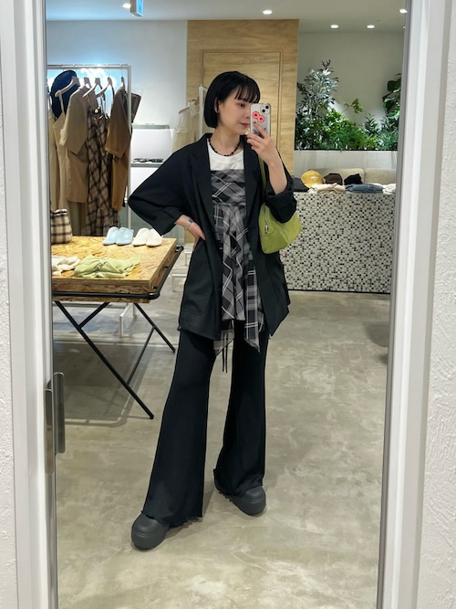 ボウタイ付き】チェックアシメチュニックを使った人気ファッション