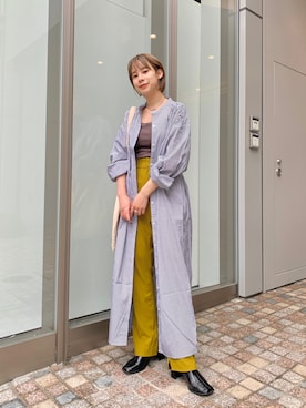「ピスタチオ」｜「アイテム（スラックス）」を使った、こなつさん（レディース・155cm）の秋コーディネート