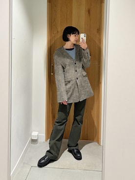 「Kastane（カスタネ）の【CINAMOD】TWEED-LIKE  JACKET（ジャケット/アウター、ブラック系）」を使った、こなつさん（レディース・158cm）の秋コーディネート