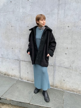 「Kastane（カスタネ）のアイテム（ムートンコート）」を使った、こなつさん（レディース・155cm）の秋コーディネート