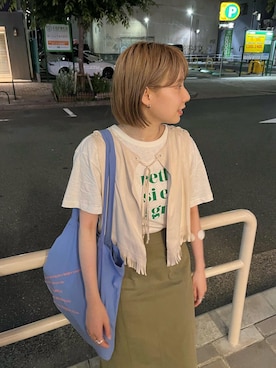 「Kastane（カスタネ）のアイテム（バッグ）」を使った、こなつさん（レディース・155cm）の夏コーディネート