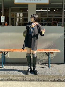 「アイテム（ソックス/靴下、グレー系）」を使った、こなつさん（レディース・158cm）の秋コーディネート