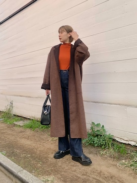 「Wrangler」｜「アイテム（チェスターコート）」を使った、こなつさん（レディース・155cm）の秋コーディネート