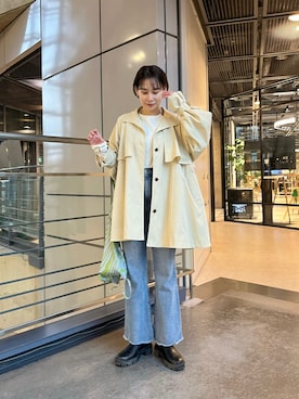 「厚底」｜「アイテム（トレンチコート）」を使った、こなつさん（レディース・155cm）の冬コーディネート