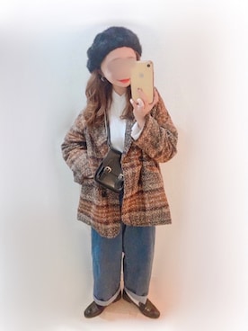 「AmbreNeige」｜「アイテム（ピーコート）」を使った、まる☺︎さん（レディース・157cm）の秋コーディネート