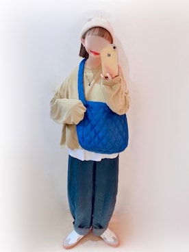 「MERLOT（メルロー）のアイテム（デニムパンツ）」を使った、まる☺︎さん（レディース・157cm）の秋コーディネート