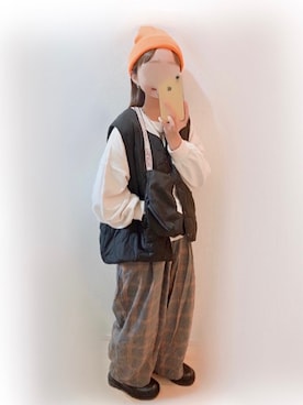 「GRL」｜「アイテム（ニットキャップ/ビーニー）」を使った、まる☺︎さん（レディース・157cm）の秋コーディネート