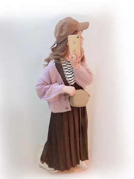「sakishimatokyo（サキシマトーキョー）のアイテム（ジャンパースカート）」を使った、まる☺︎さん（レディース・157cm）の秋コーディネート