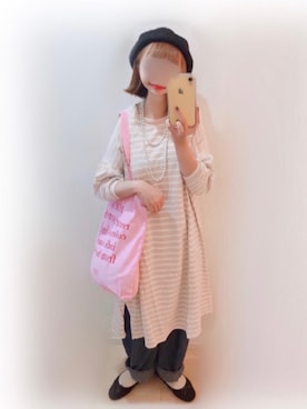 「MERLOT（メルロー）のアイテム（デニムパンツ）」を使った、まる☺︎さん（レディース・157cm）の秋コーディネート