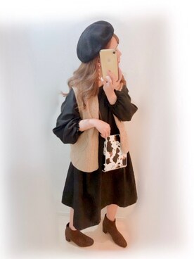「haco!（ハコ）のアイテム（ブーツ）」を使った、まる☺︎さん（レディース・157cm）の秋コーディネート