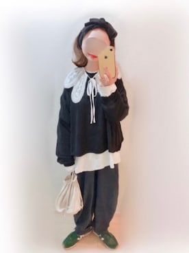 「MERLOT（メルロー）のアイテム（デニムパンツ）」を使った、まる☺︎さん（レディース・157cm）の春コーディネート