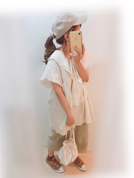 「sakishimatokyo（サキシマトーキョー）のアイテム（チュニック）」を使った、まる☺︎さん（レディース・157cm）の夏コーディネート