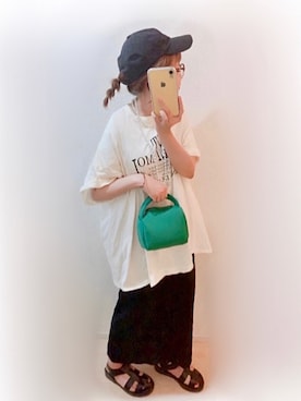 「夏のTシャツフェス」｜「アイテム（アクセサリー）」を使った、まる☺︎さん（レディース・157cm）の夏コーディネート