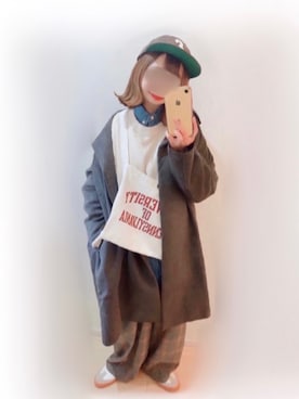「チェック柄に恋してる」｜「アイテム（キャップ）」を使った、まる☺︎さん（レディース・157cm）の冬コーディネート