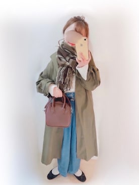 「sakishimatokyo（サキシマトーキョー）のアイテム（チェスターコート）」を使った、まる☺︎さん（レディース・157cm）の冬コーディネート