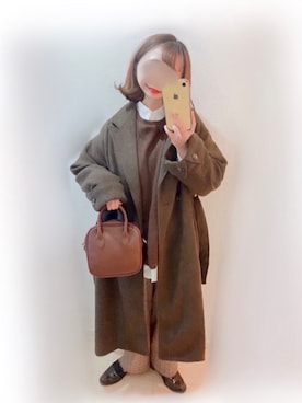 「チェック柄に恋してる」｜「アイテム（チェスターコート）」を使った、まる☺︎さん（レディース・157cm）の冬コーディネート