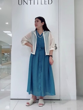 「UNTITLED（アンタイトル）のトリコットシアーブラウス（シャツ/ブラウス、ホワイト系）」を使った、のんさんさん（レディース）の夏コーディネート