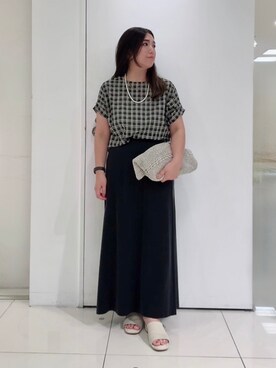 「UNTITLED（アンタイトル）の【セットアップ可/接触冷感】ヴィンテージライク ロングスカート（スカート、ブラック系）」を使った、のんさんさん（レディース）の夏コーディネート