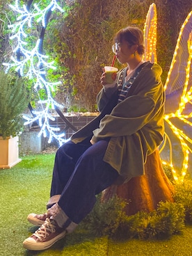 「アイテム（ベスト、グリーン系）」を使った、ひめさん（レディース・149cm）の秋コーディネート