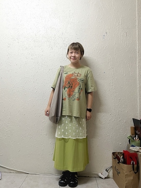 「アイテム（サンダル）」を使った、Yanさん（レディース・155cm）の夏コーディネート