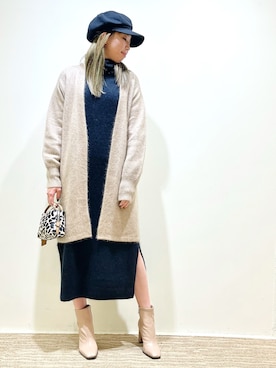 「アイテム（キャスケット、ブラック系）」を使った、Nanamiさん（レディース・168cm）の秋コーディネート