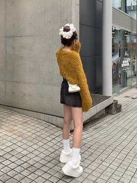 「アイテム（デニムスカート）」を使った、mayu さん（レディース・153cm）の秋コーディネート