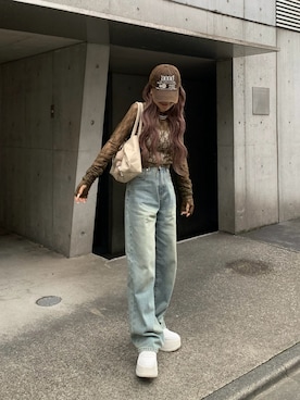 「アイテム（キャップ）」を使った、mayu さん（レディース・153cm）の秋コーディネート