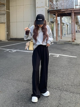 「アイテム（スラックス）」を使った、mayu さん（レディース・153cm）の秋コーディネート